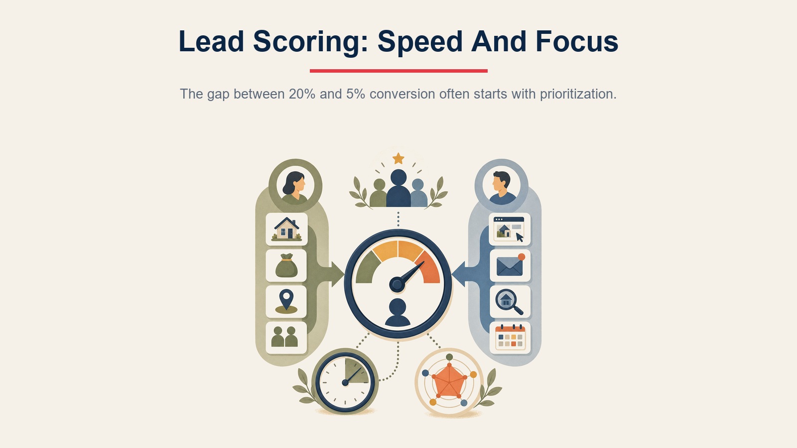Lead scoring helps prioritize speed and focus between high and low conversion opportunities