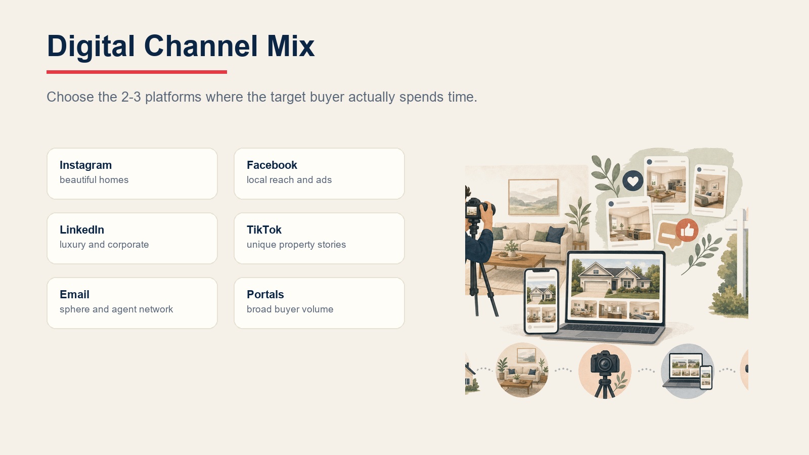 Digital channel mix for real estate listing marketing platforms