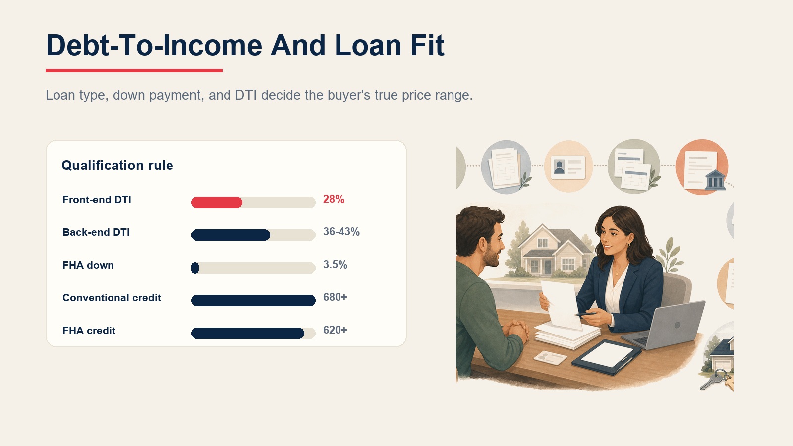 Debt-to-income and loan program benchmarks for mortgage pre-approval