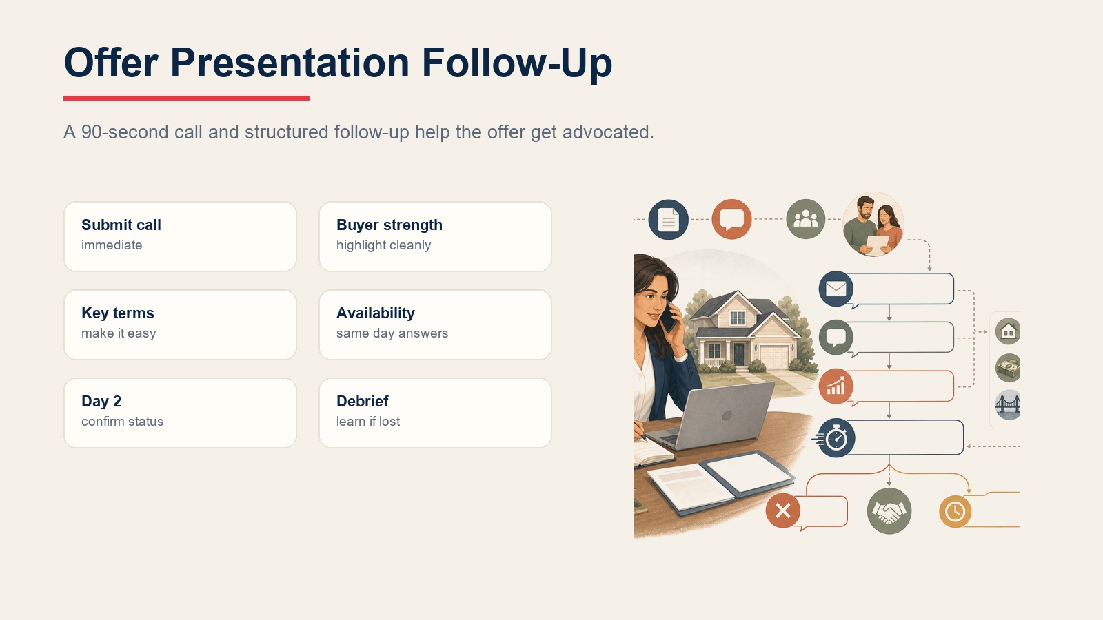 Offer presentation follow-up plan after submitting a multiple offer