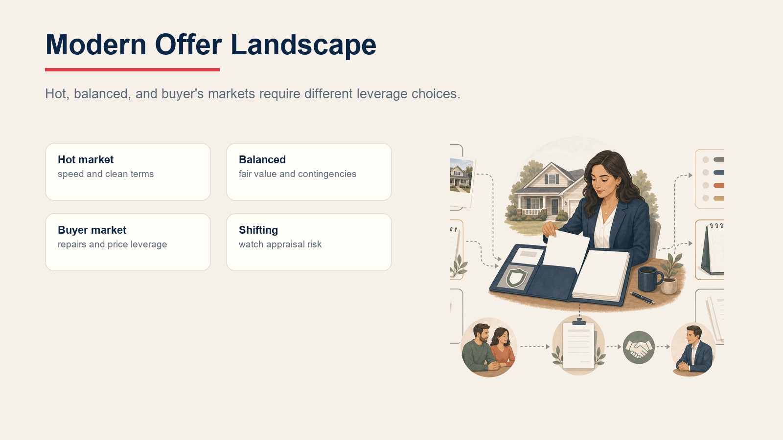 Modern offer landscape across hot, balanced, buyer, and shifting markets