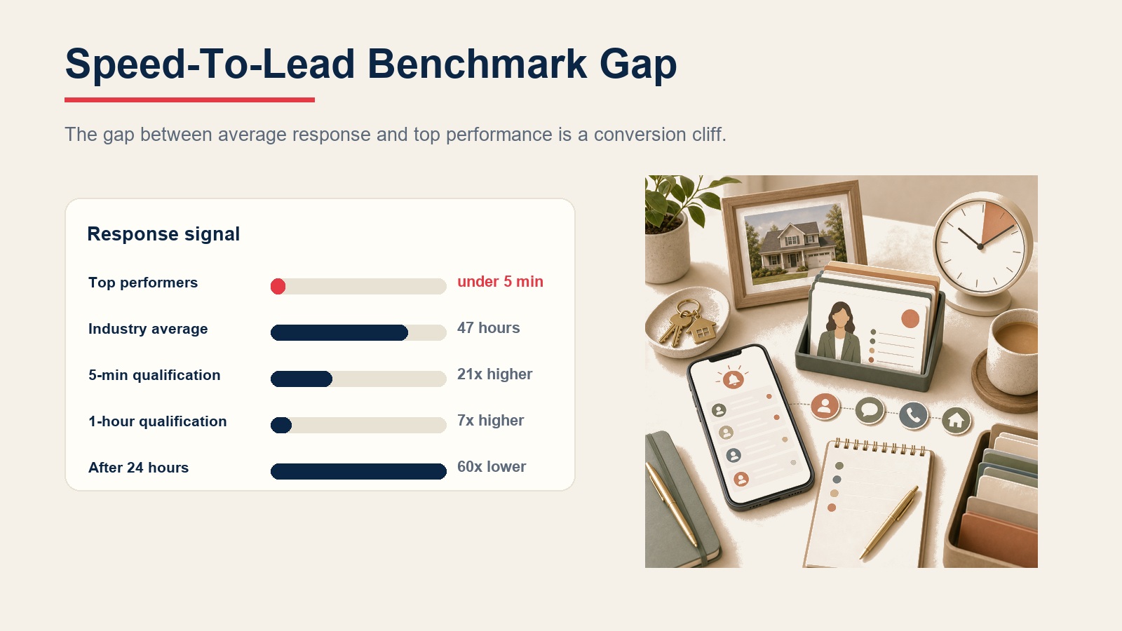 Speed to lead benchmark gap between average and top agents
