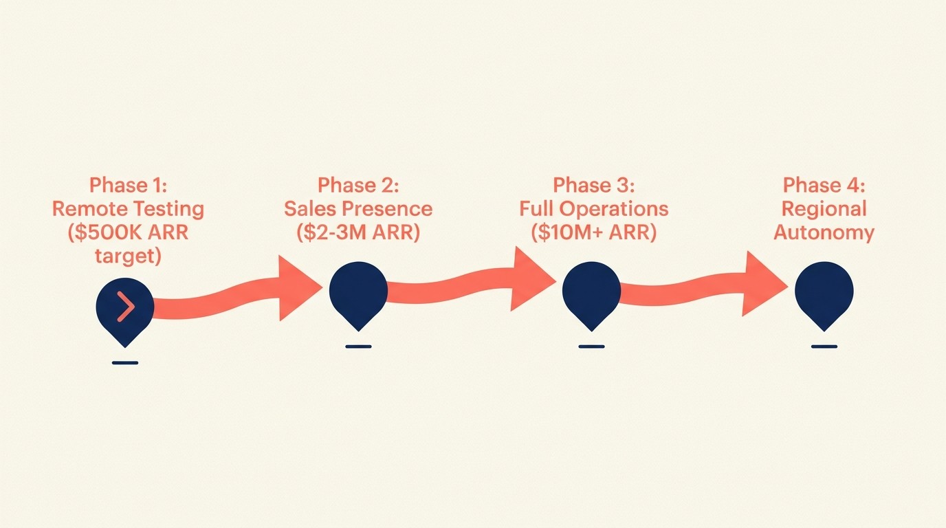 Phased expansion approach from remote market testing to full regional autonomy