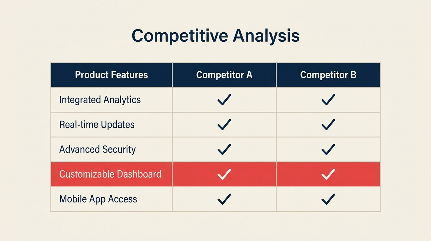 Competitive analysis competitor comparison matrix
