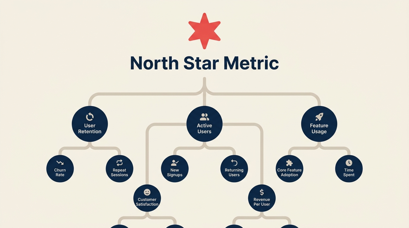 North star metric at the top of a tree of supporting input metrics