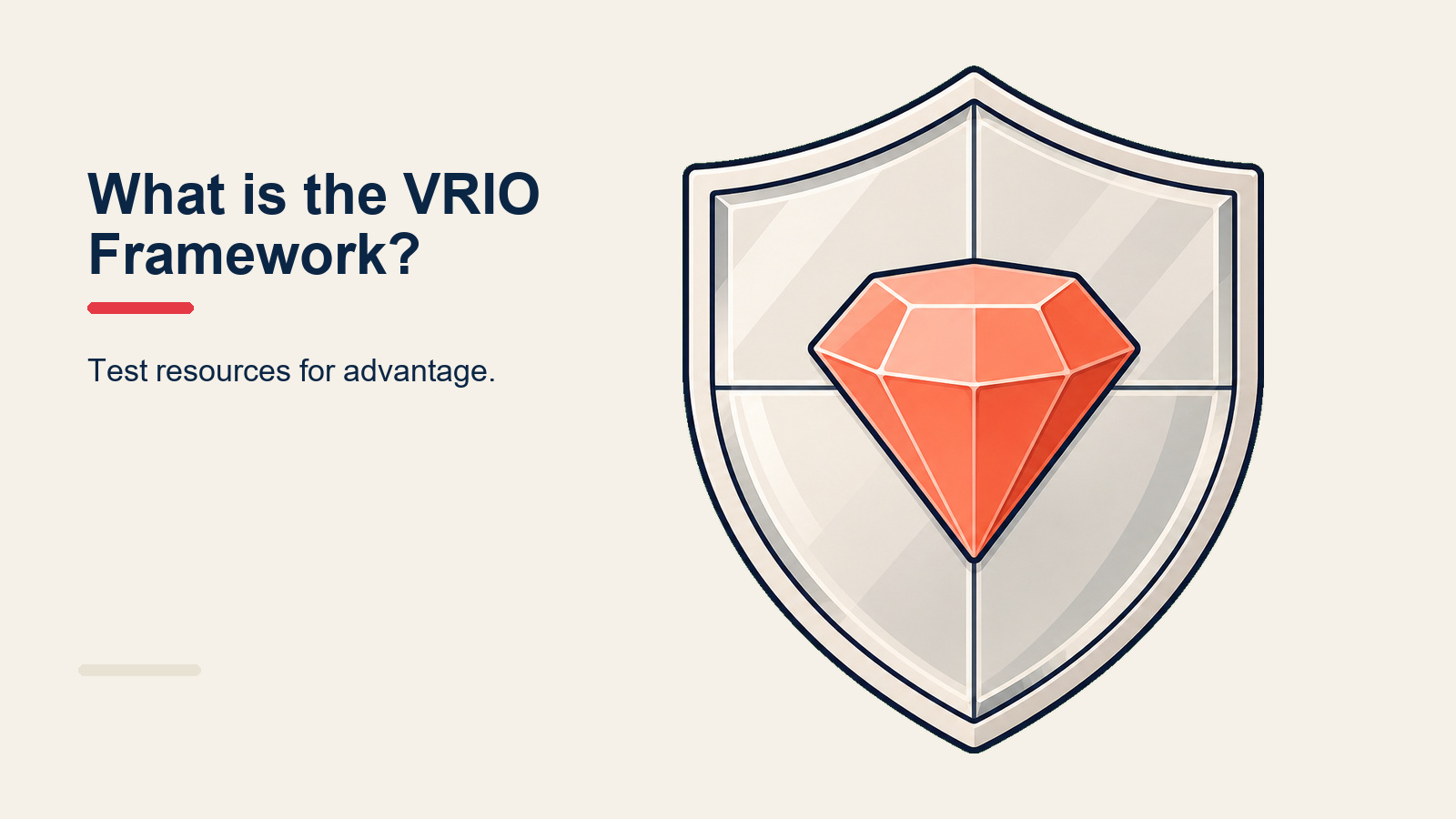 VRIO Framework con cuatro preguntas: valor, rareza, imitabilidad y organización