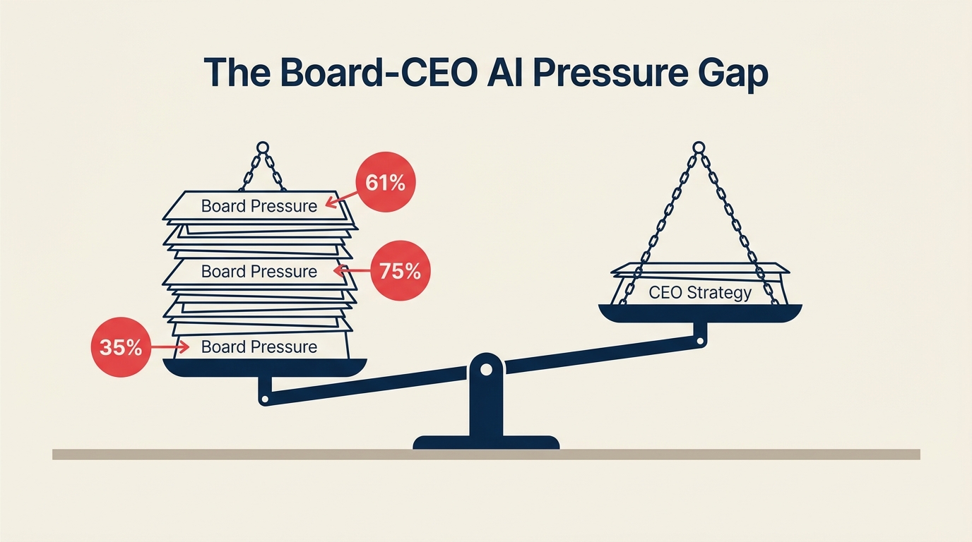 Diagram of board pressure versus CEO AI decision authority