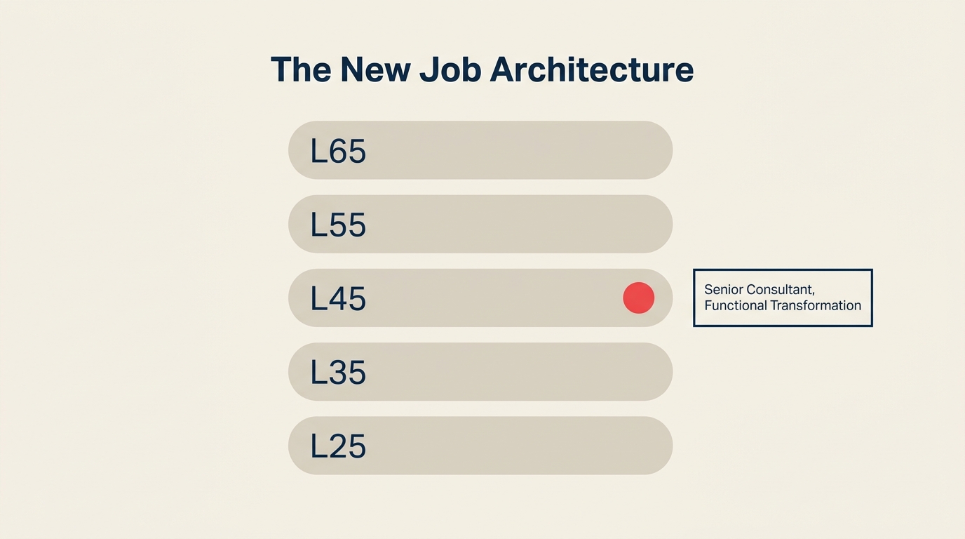 Deloitte job architecture reset goes live June 1 2026 affecting 181500 employees with new family sub-family titles and alphanumeric levels