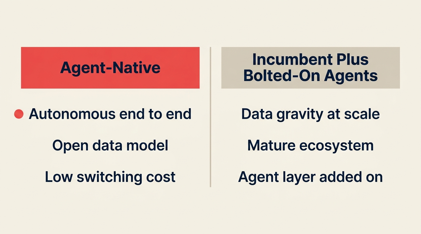 Founder decision framework comparing agent-native CRMs with incumbents bolting agents onto legacy platforms
