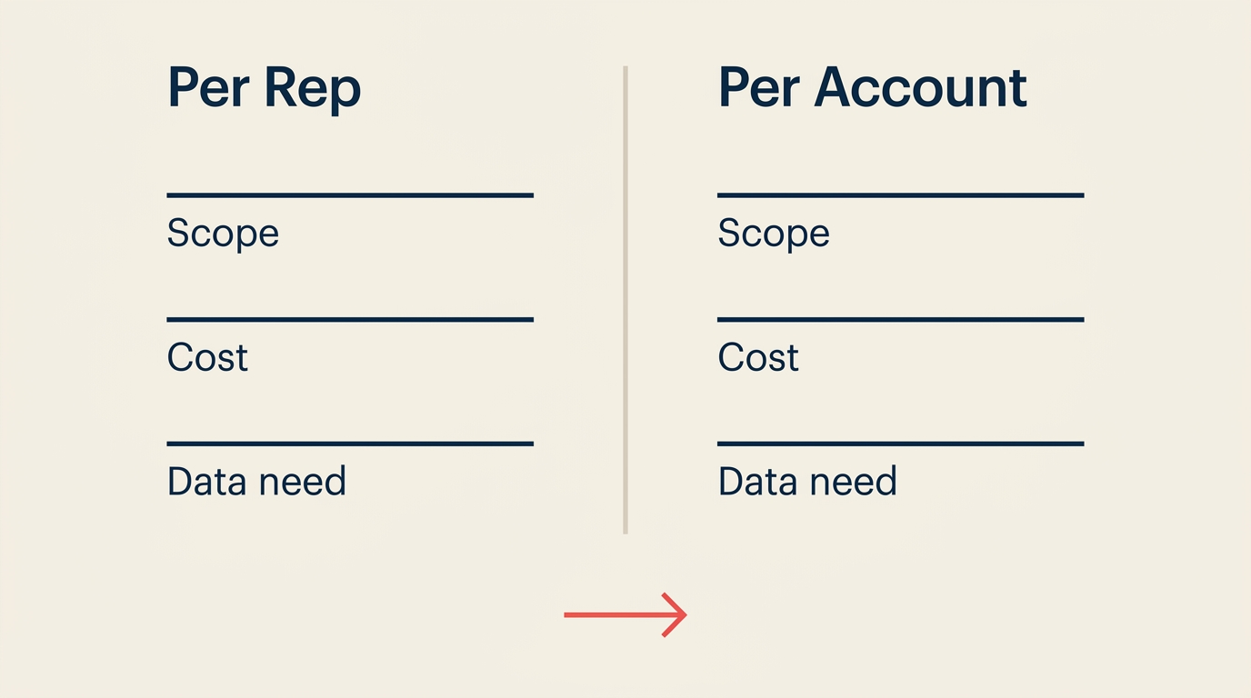 Sales ops architecture decision matrix for per-account versus per-rep AI revenue agents in 2026