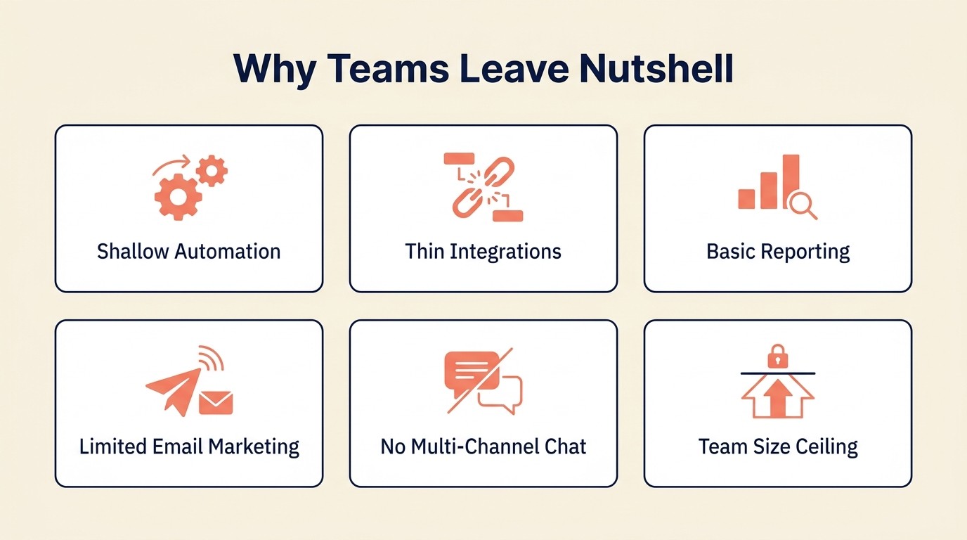 Common pain points that push teams off Nutshell CRM as they scale