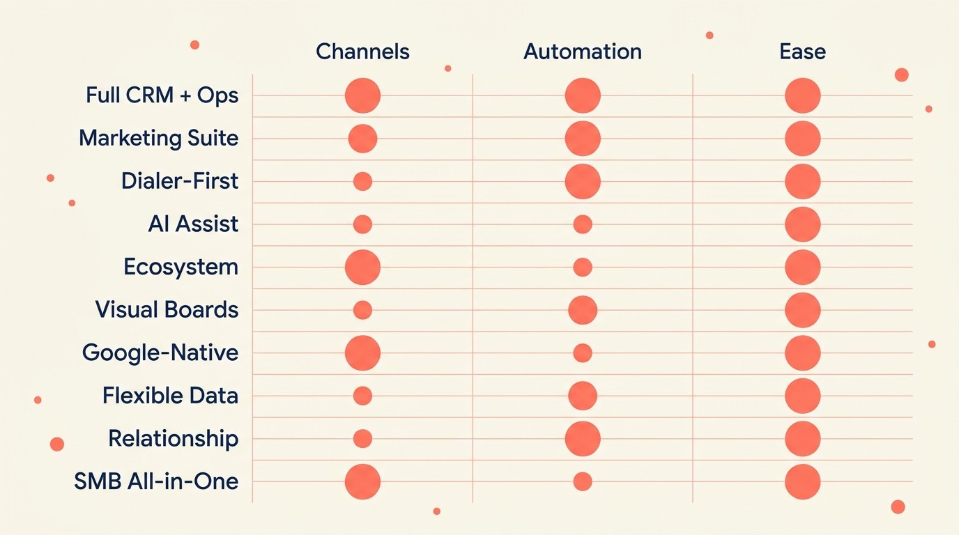 Decision matrix matching sales team needs to the right Pipedrive alternative